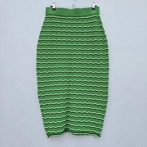 Pearl by Lela Rose Green Textured Knit Pencil Skirt – Size M